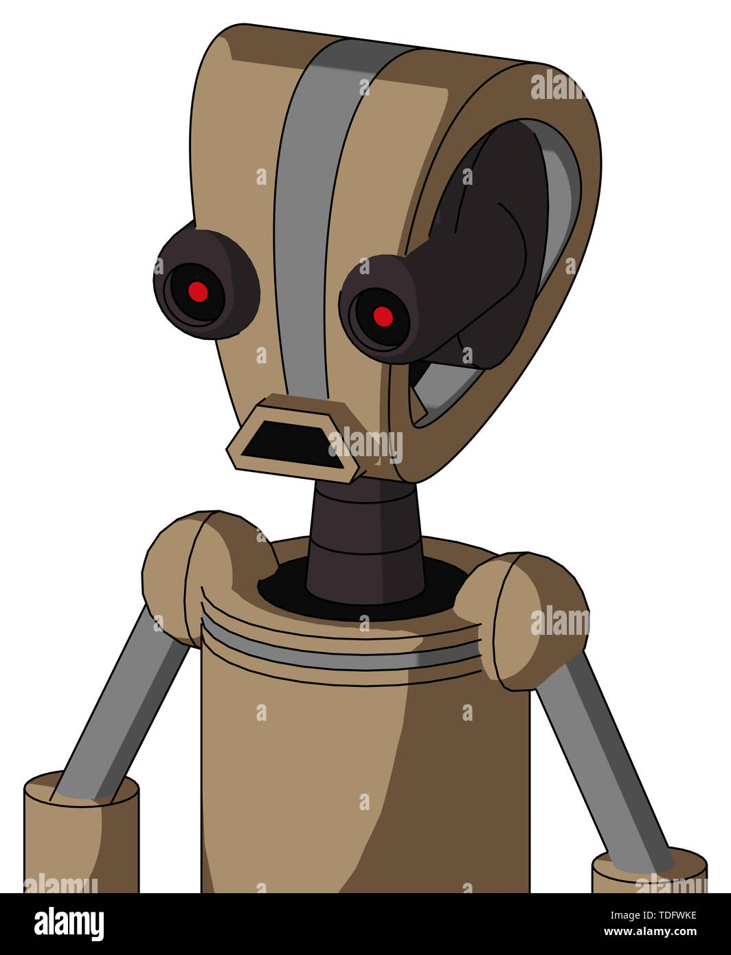 Estilo de retrato robot de cartón con droid cabeza y triste boca y ojos rojo  brillante negro Fotografía de stock - Alamy