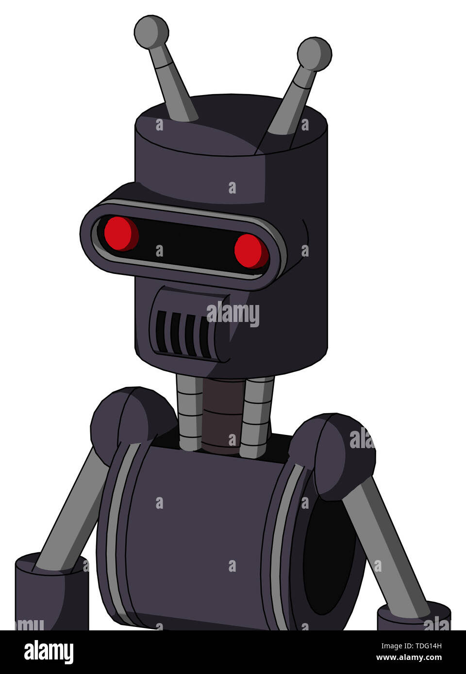 Estilo de retrato robot púrpura con la culata y altavoces boca y visor  ocular y doble antena Fotografía de stock - Alamy