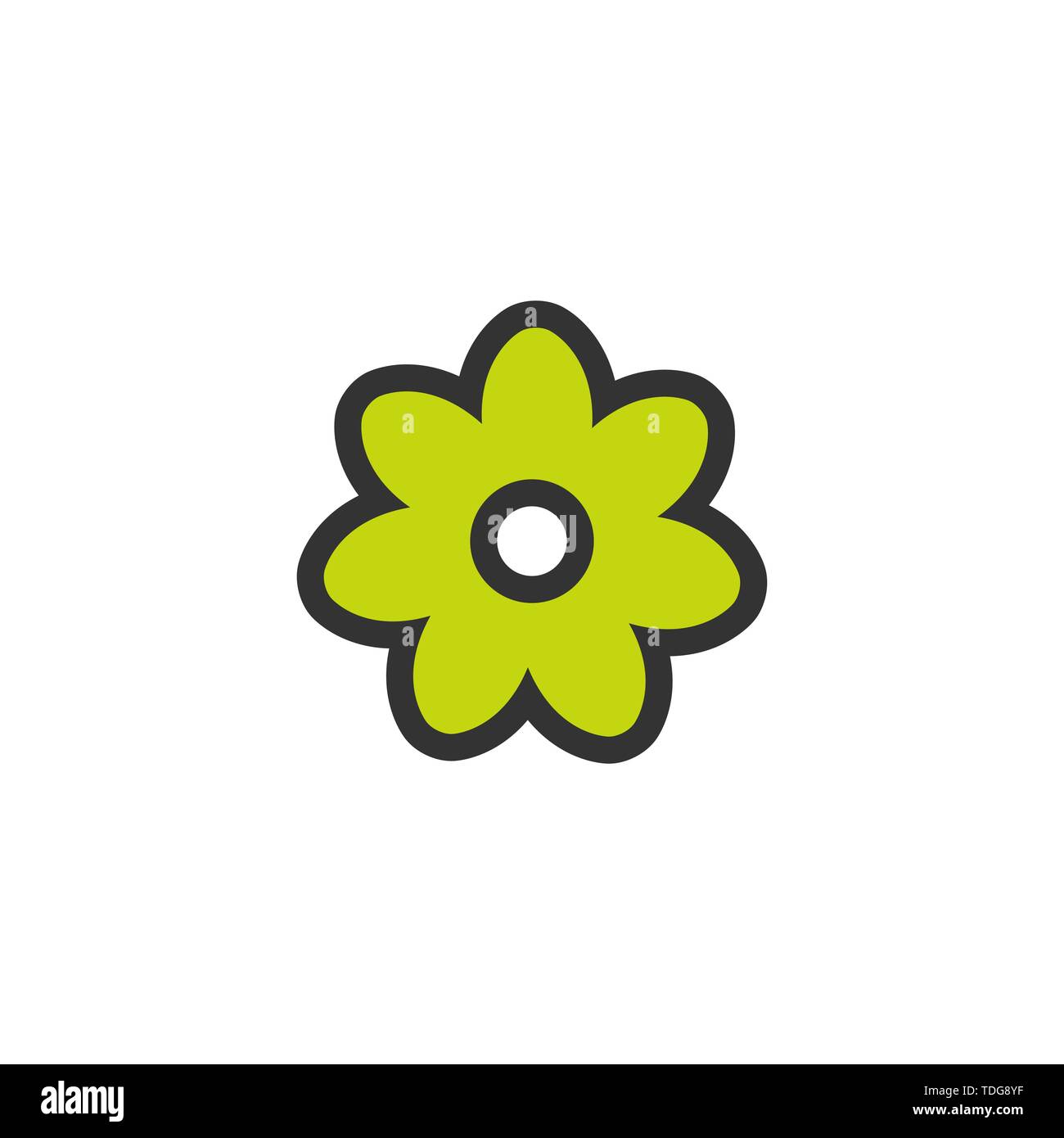 Esquema Icono Plano De Flores Con Petalos De Color Verde Y Un Contorno Negro El Contorno De La Flor Imagen Vector De Stock Alamy