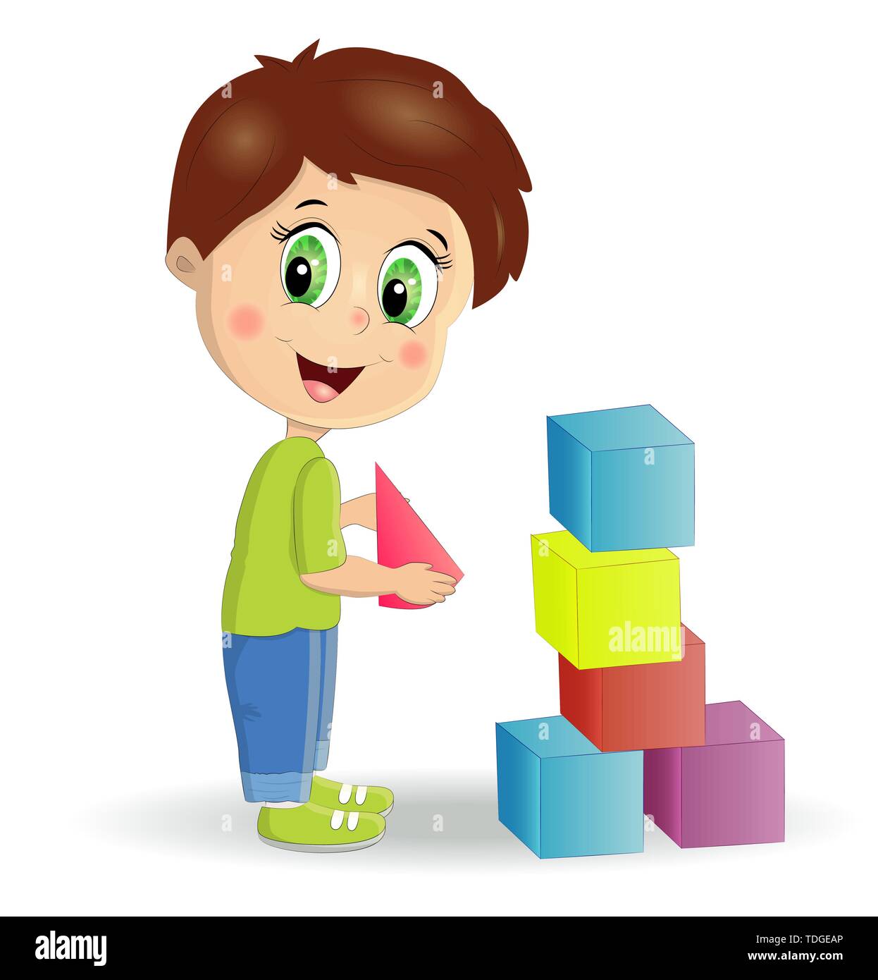 Los ni os construyen una torre con bloques. Los ni os juegan con
