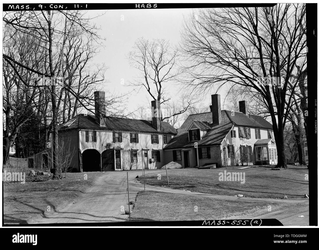 Noroeste de elevación - Eliseo Jones House, 26 Monument Street, Concord, Middlesex County, MA Foto de stock