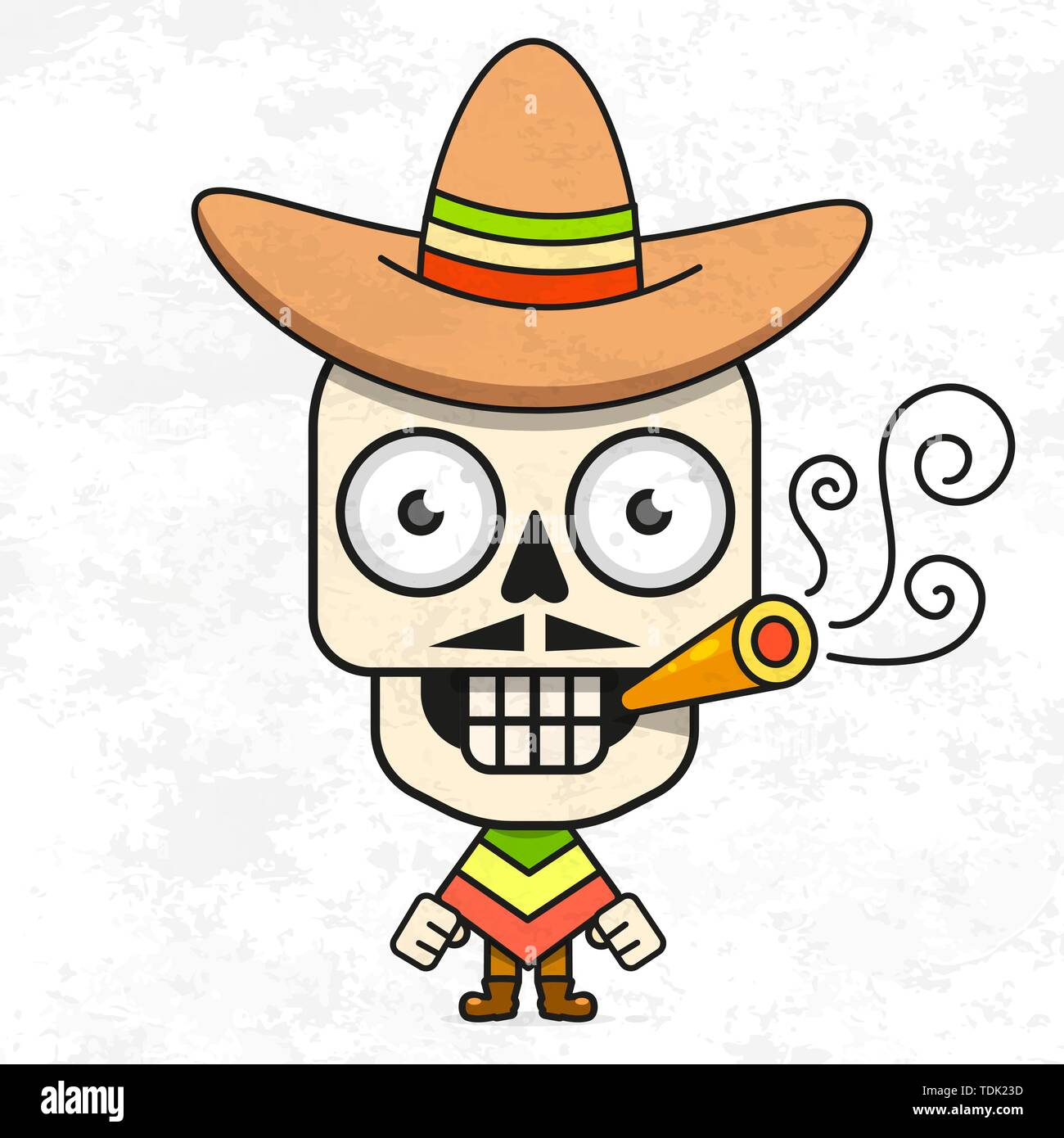 Dibujos animados de calaveras de azúcar mexicano ilustración vectorial para  el Dia de los Muertos . Cute Male Skull con bigote y sombrero sombrero  Imagen Vector de stock - Alamy
