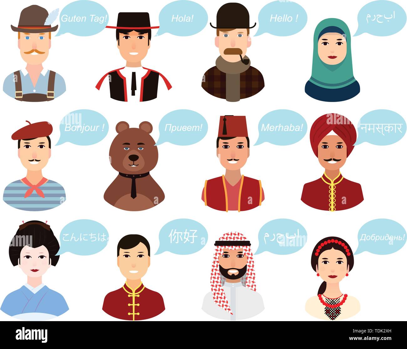 Set - retratos, avatares de dibujos animados de personas de diferentes nacionalidades de todo el mundo países en trajes nacionales. La gente se saluda Imagen Vector de stock - Alamy Set - retratos, avatares de dibujos animados de personas de diferentes nacionalidades de todo el mundo países en trajes nacionales. La gente se saluda Imagen Vector de stock - Alamy