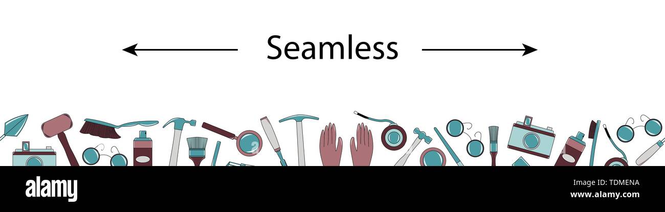 Patron Sin Fisuras Con Herramientas De Geologo Arqueologo Constructor Estilo De Dibujos Animados Plana Ilustracion Vectorial Imagen Vector De Stock Alamy