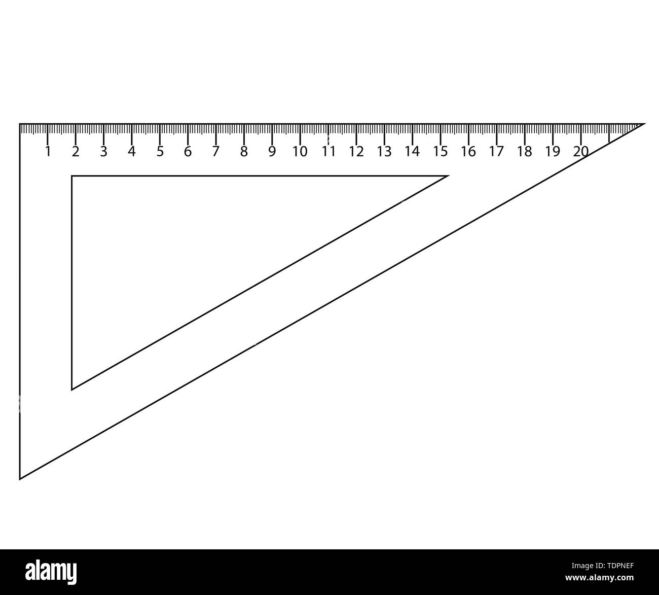Angulo De 15 Grados Con Transportador Los gobernantes y triángulo transportador, reglas marcadas en centímetros y  en pulgadas Imagen Vector de stock - Alamy