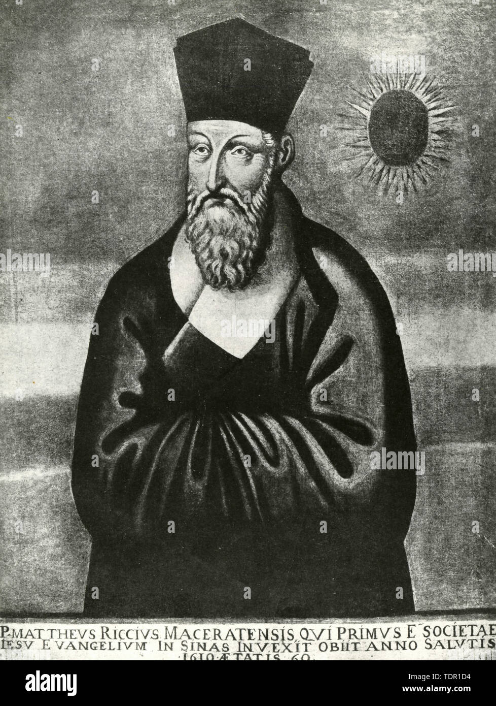 Retrato del sacerdote jesuita italiano Matteo Ricci, China 1600 Foto de stock