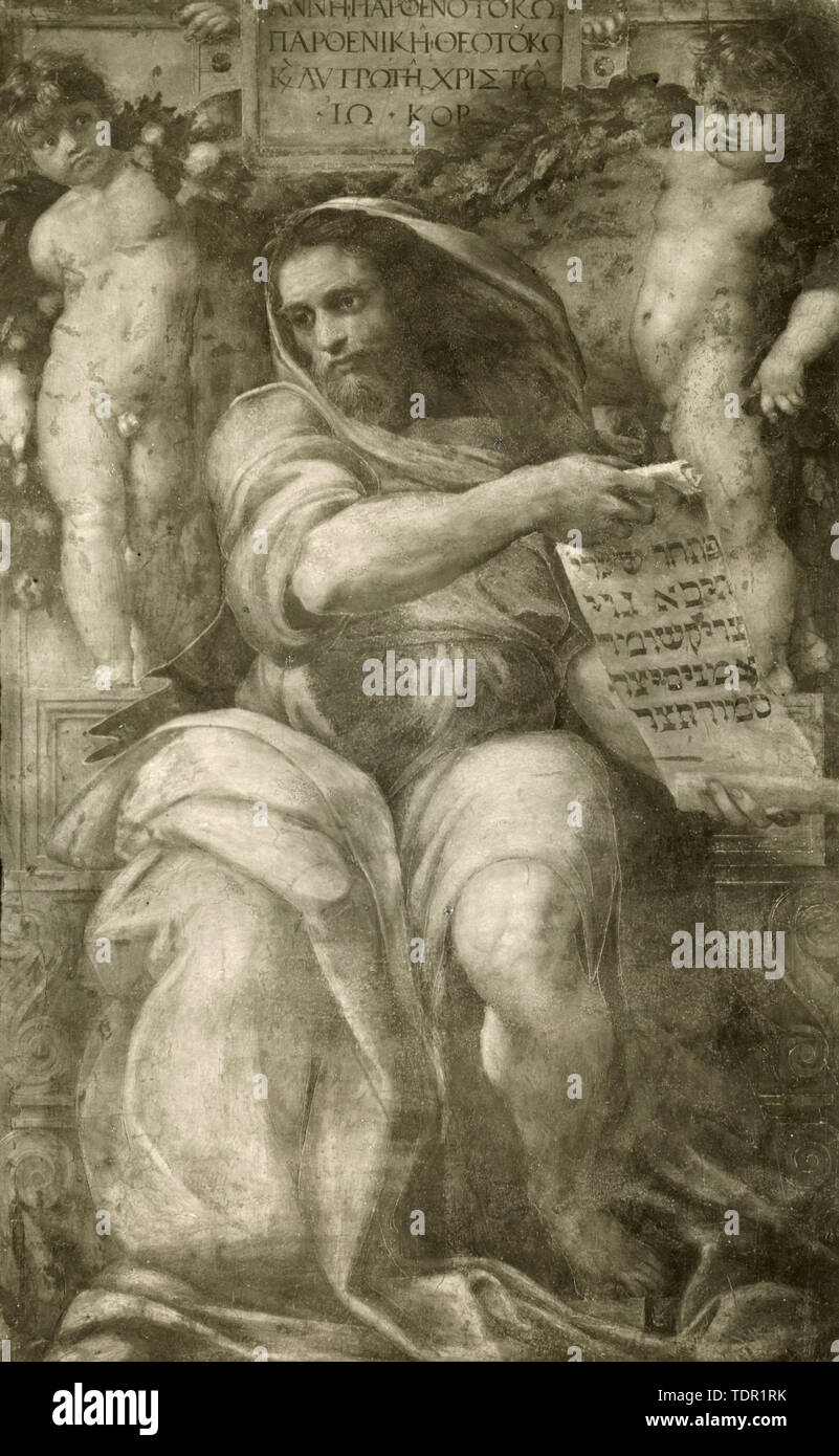 El profeta Isaías, la pintura de Rafael, San Agustín, la Iglesia de Roma, Italia 1910s Foto de stock