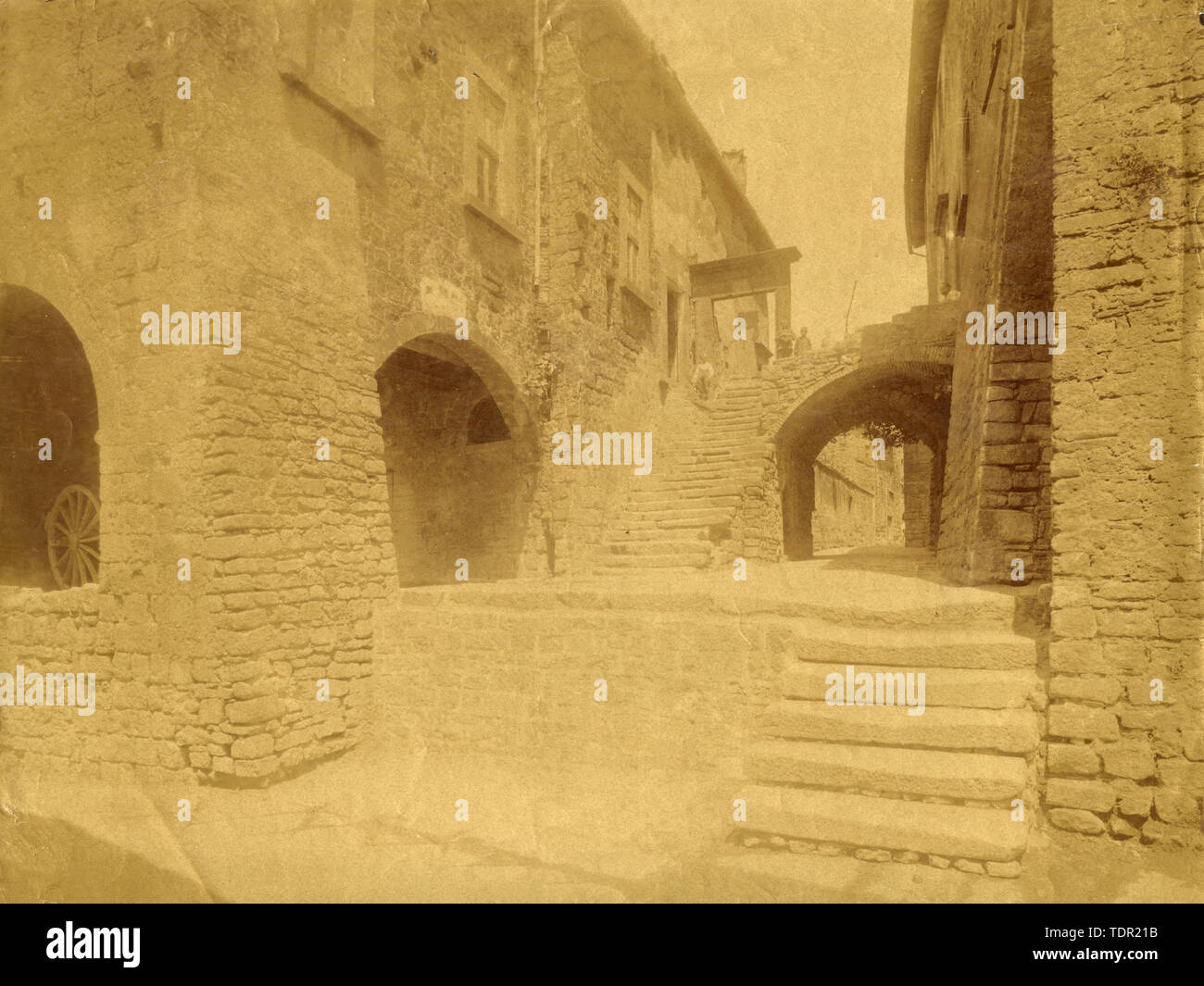 Casas en Via S. Pellegrino, Viterbo, Italia 1870 Foto de stock