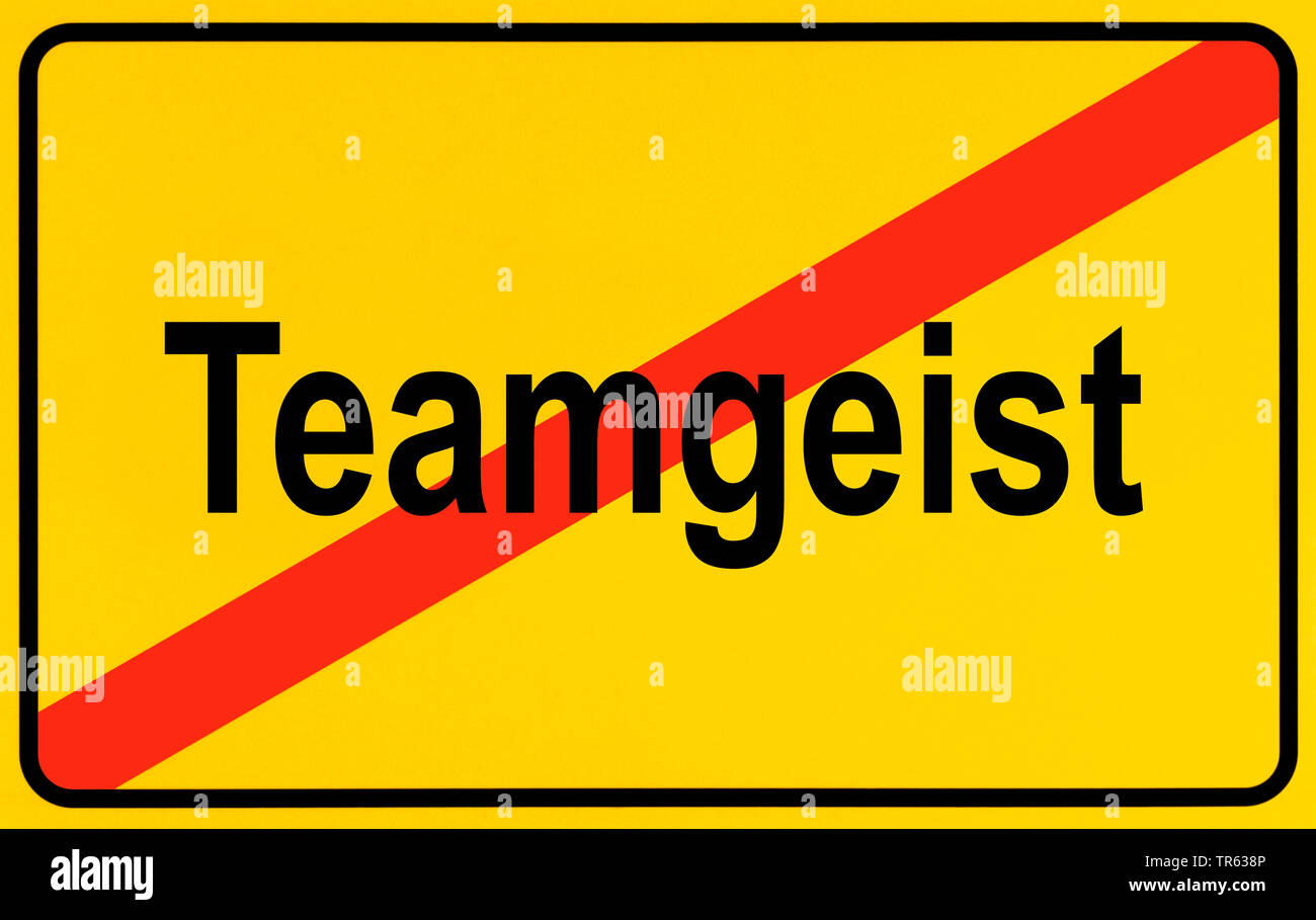 Límite ciudad signo Teamgeist, el espíritu de equipo, Alemania Foto de stock