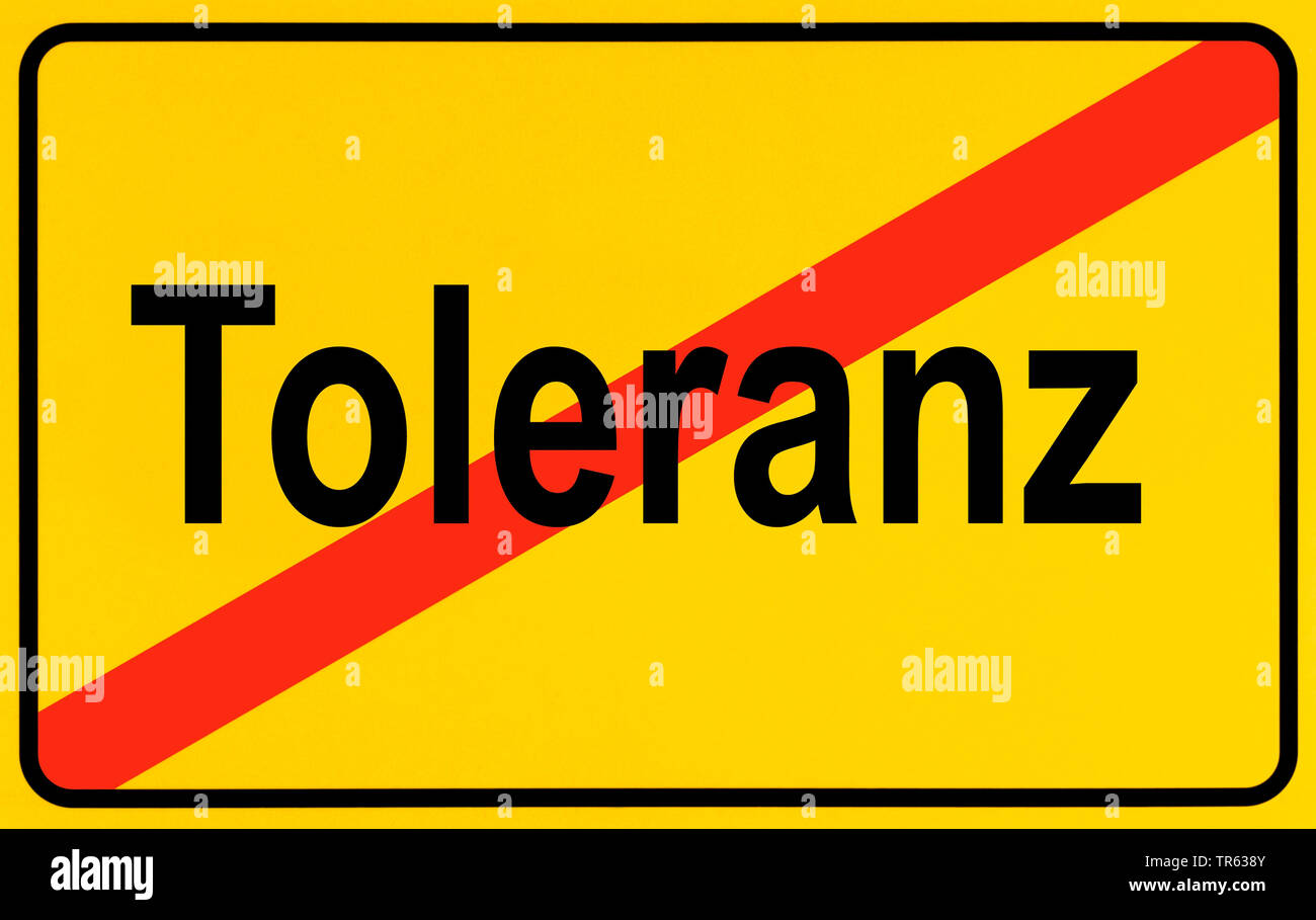 Límite ciudad signo Toleranz, tolerancia, Alemania Foto de stock