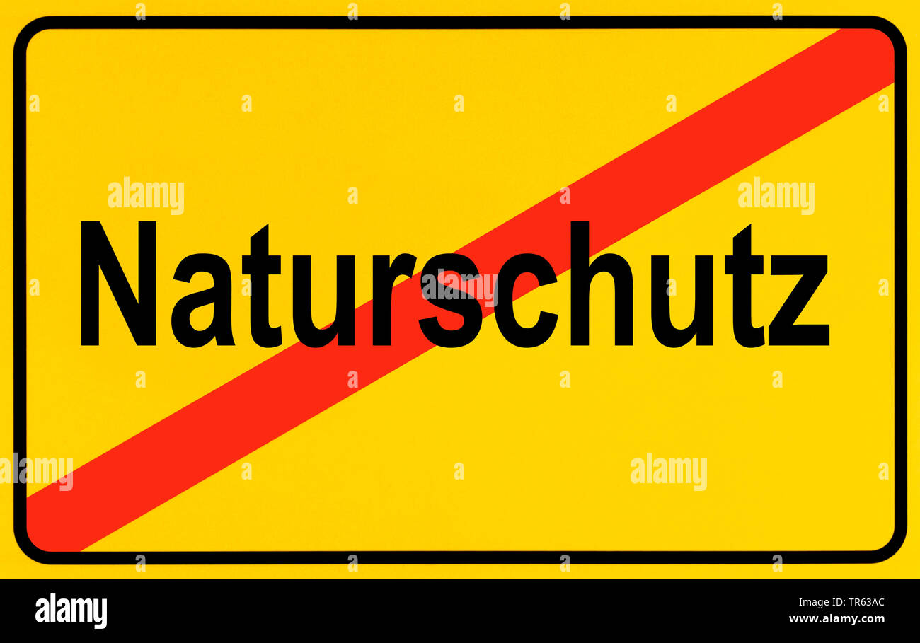 Límite ciudad signo Naturschutz, protección de la naturaleza, Alemania Foto de stock