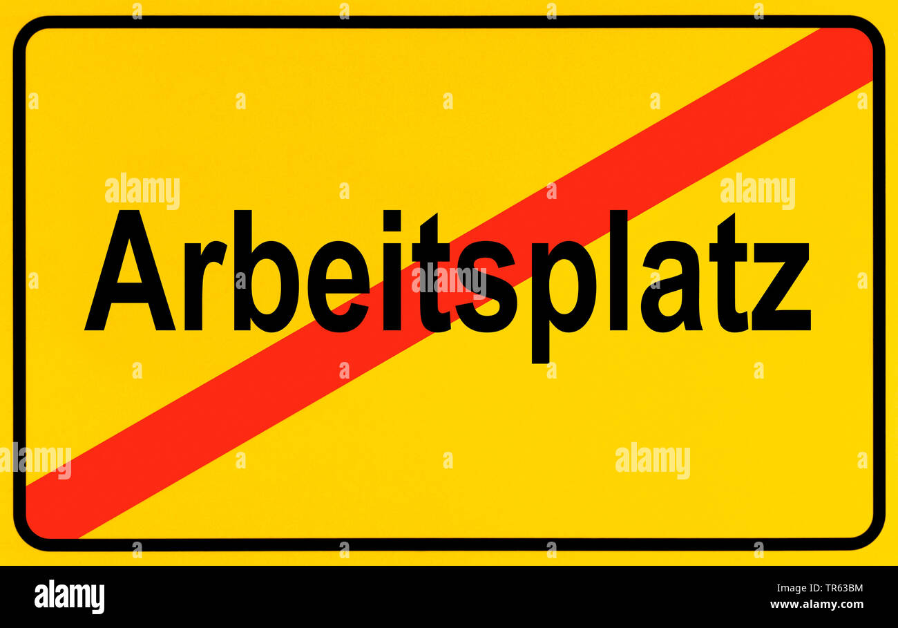 Límite ciudad signo Arbeitsplatz, empleo, Alemania Foto de stock