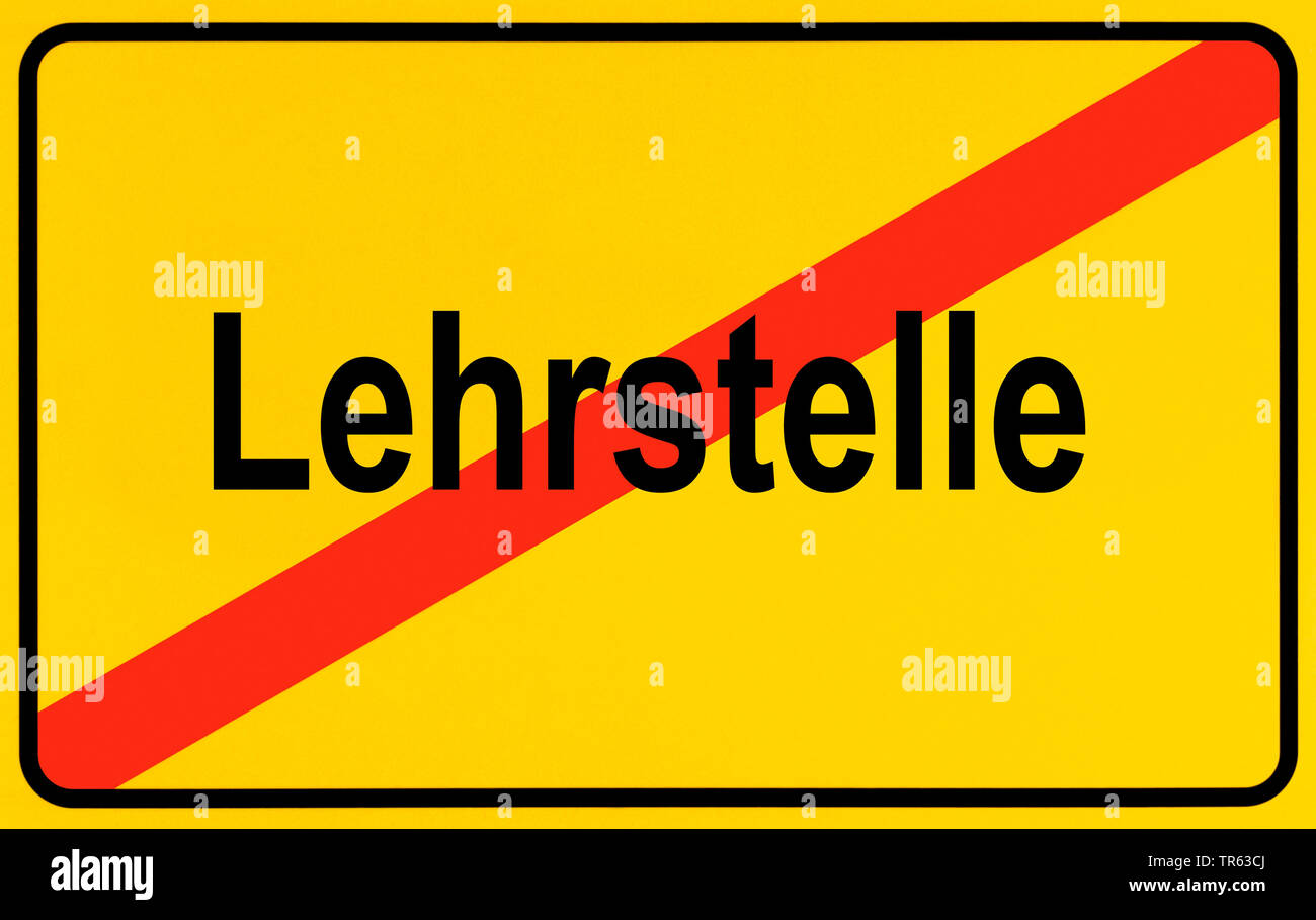 Límite ciudad signo Lehrstelle, aprendizaje apertura, Alemania Foto de stock