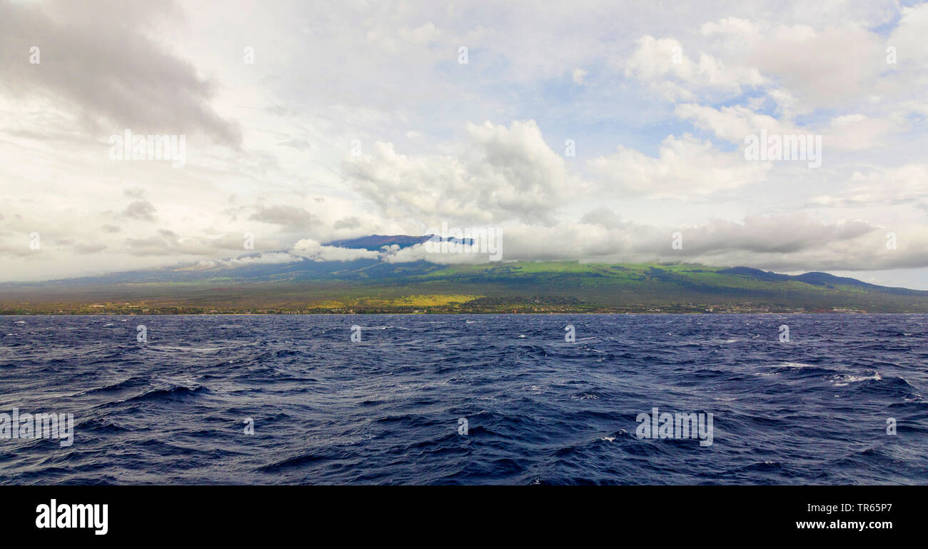 Escudo volcán Haleakala, vista desde el oeste, EE.UU., Hawai, Haleakala National Park, Kihei Foto de stock