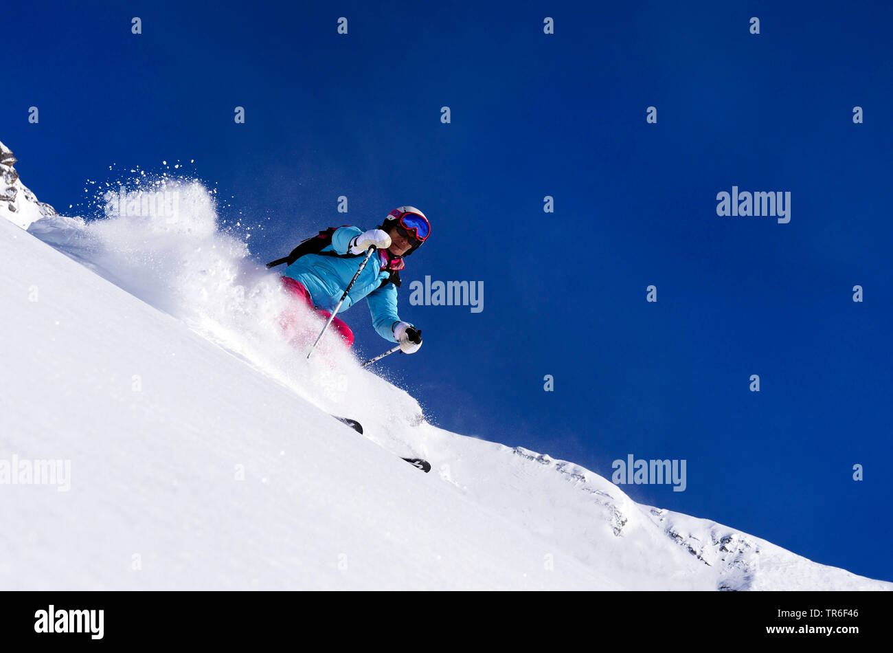 Esquí fuera de pista, Francia, Savoie, Parque Nacional de Vanoise, Les Arcs Foto de stock
