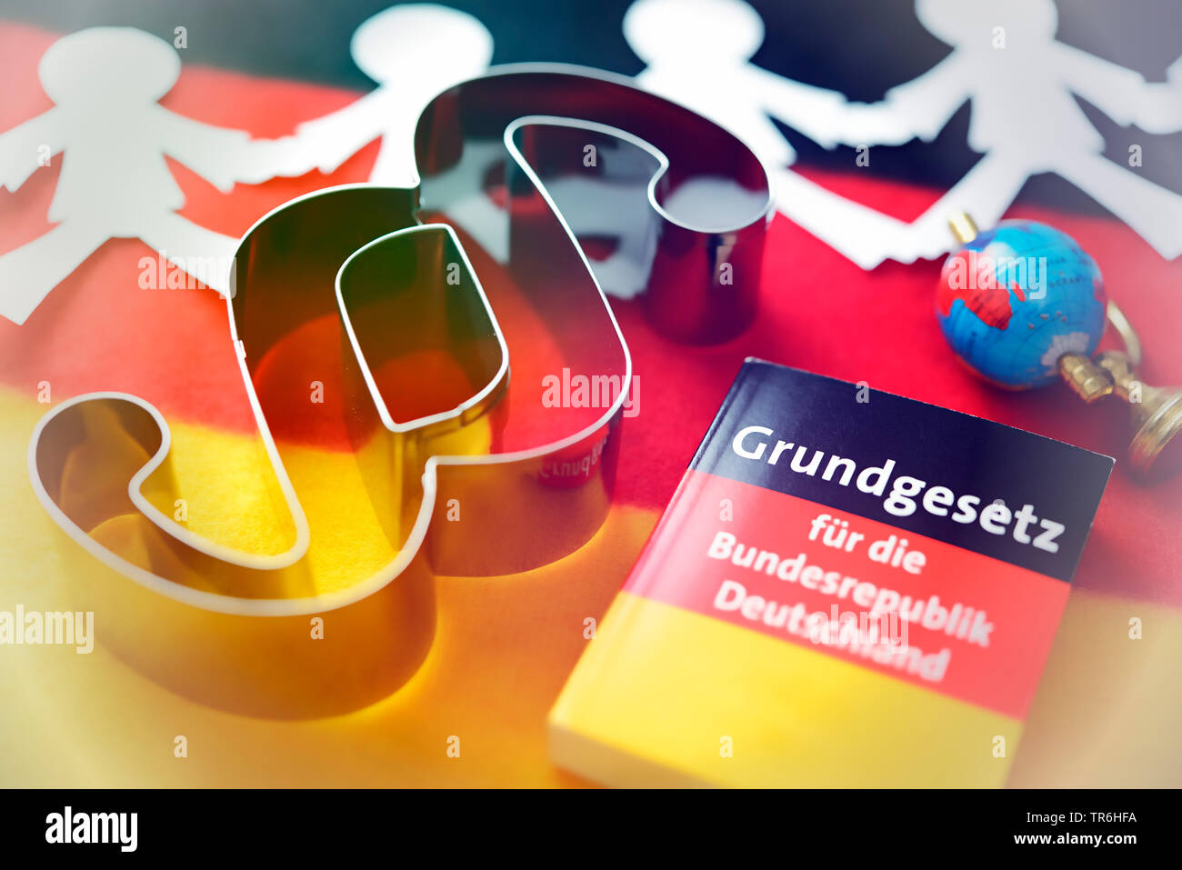 Alemán Leitkultur, signo de párrafo, Grundgesetz y globe, Alemania Foto de stock