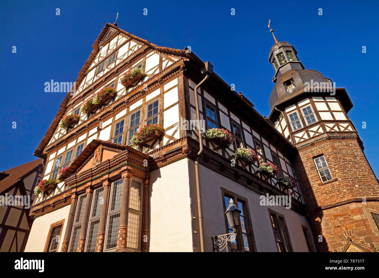 El edificio histórico del ayuntamiento, en Alemania, en Renania del Norte-Westfalia, Westfalia Oriental, Hoexter Foto de stock