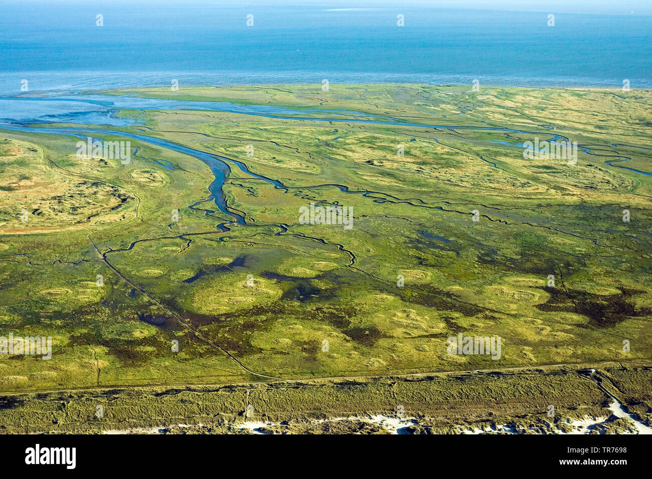 El paisaje costero, aerofotografía, Países Bajos Foto de stock