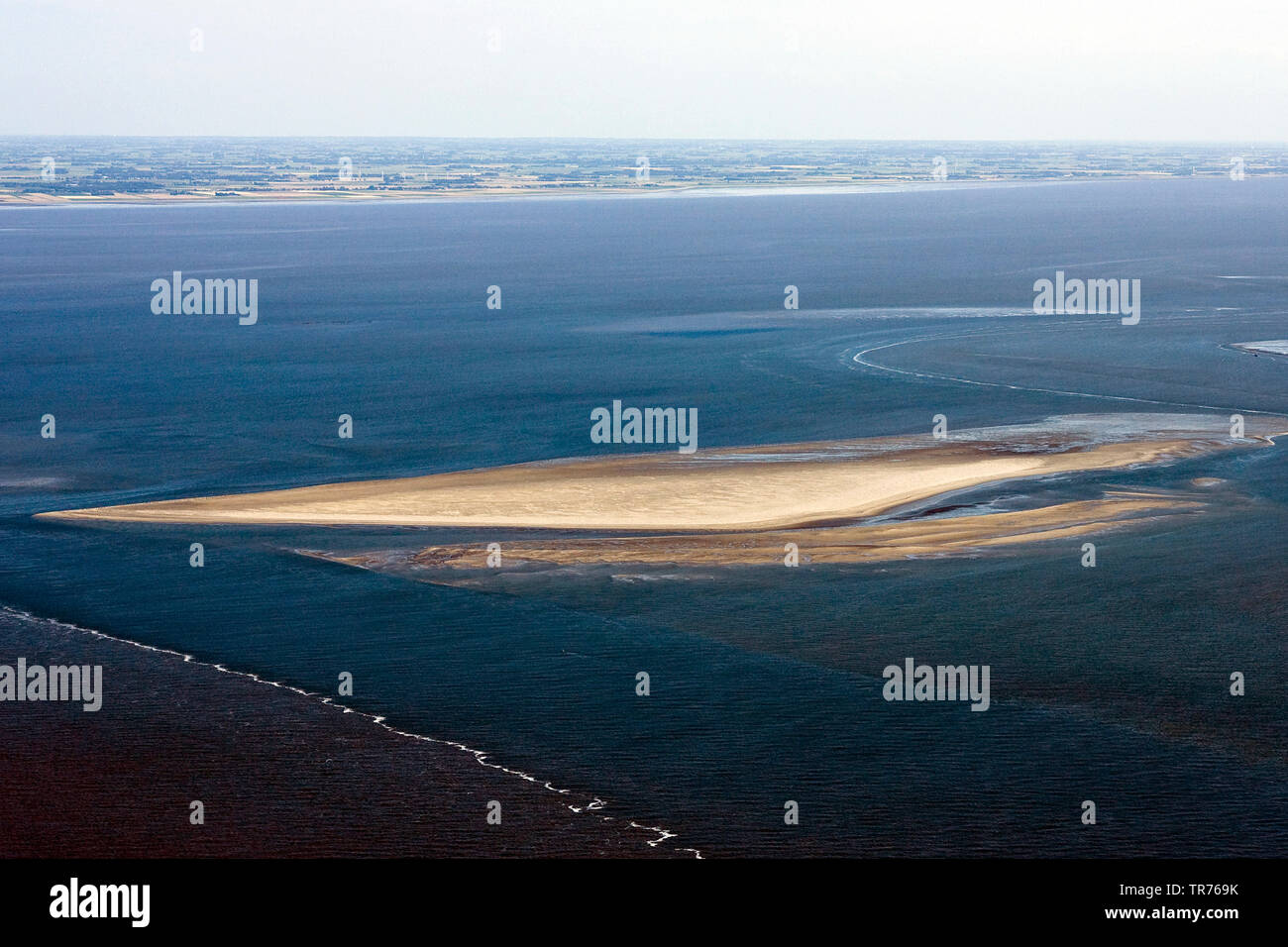 Banco de arena en el Mar del Norte, aerofotografía, Países Bajos Foto de stock