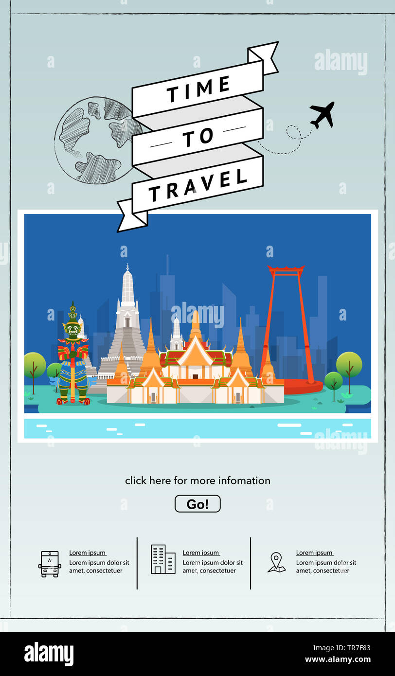 Infografía de lugares de atracción turística en Tailandia ilustración design Foto de stock
