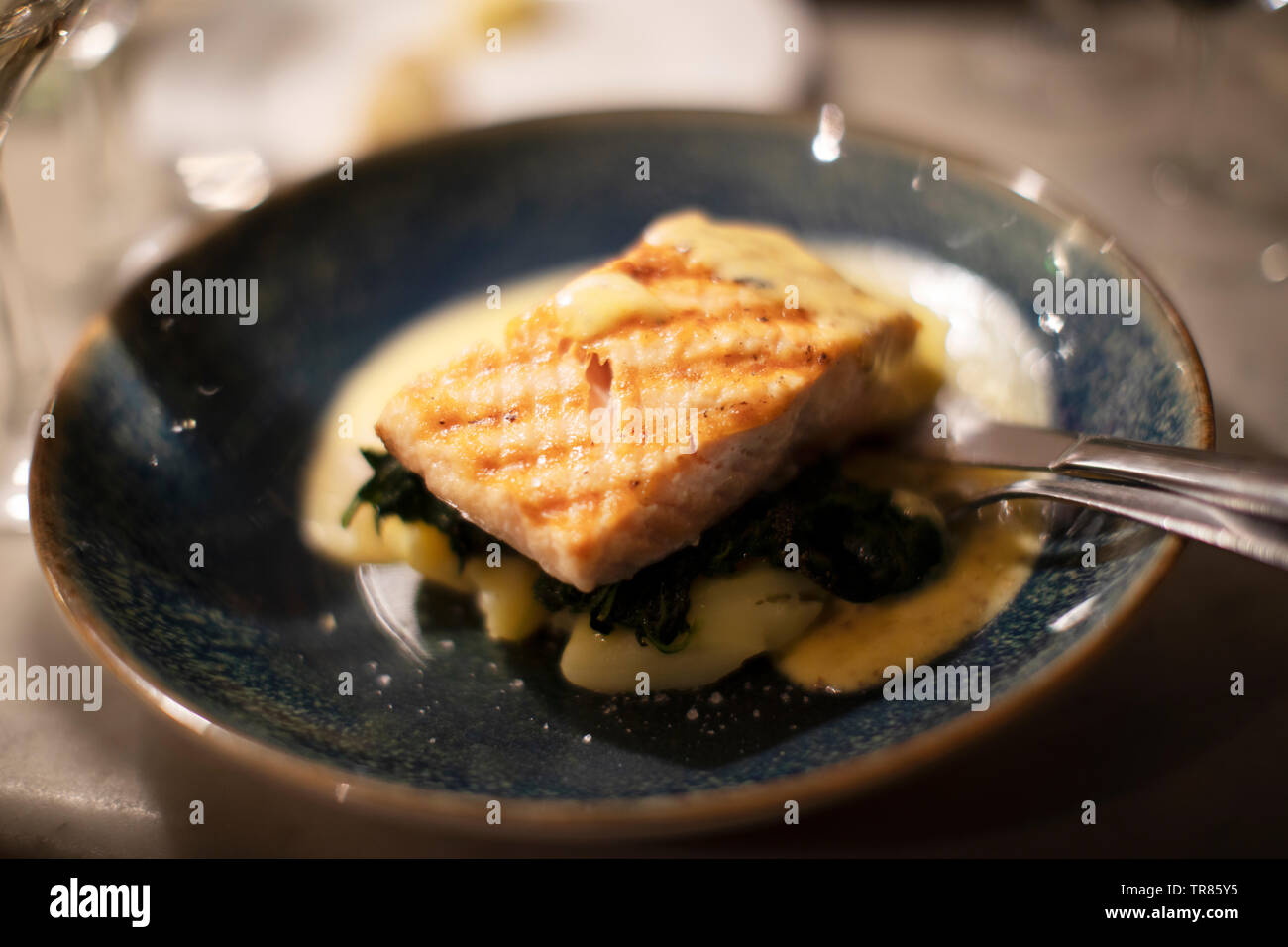 Salmón, pescado, plato, comida helathy, Rosa pescado, plato saludable servido en un restaurante Foto de stock