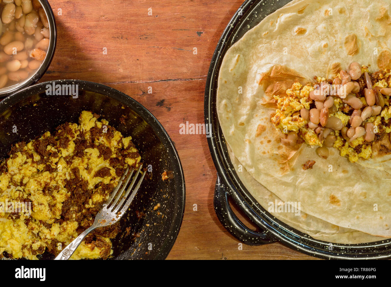 Norteña mexicana desayuno, burritos de Sonoran machaca con huevos y
