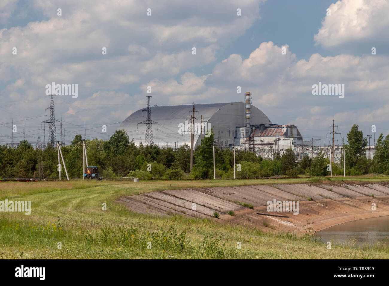 Mayo 2019 - Planta de Energía Nuclear de Chernobyl, el reactor 4, zona de exclusión de Chernobyl, Ucrania Foto de stock