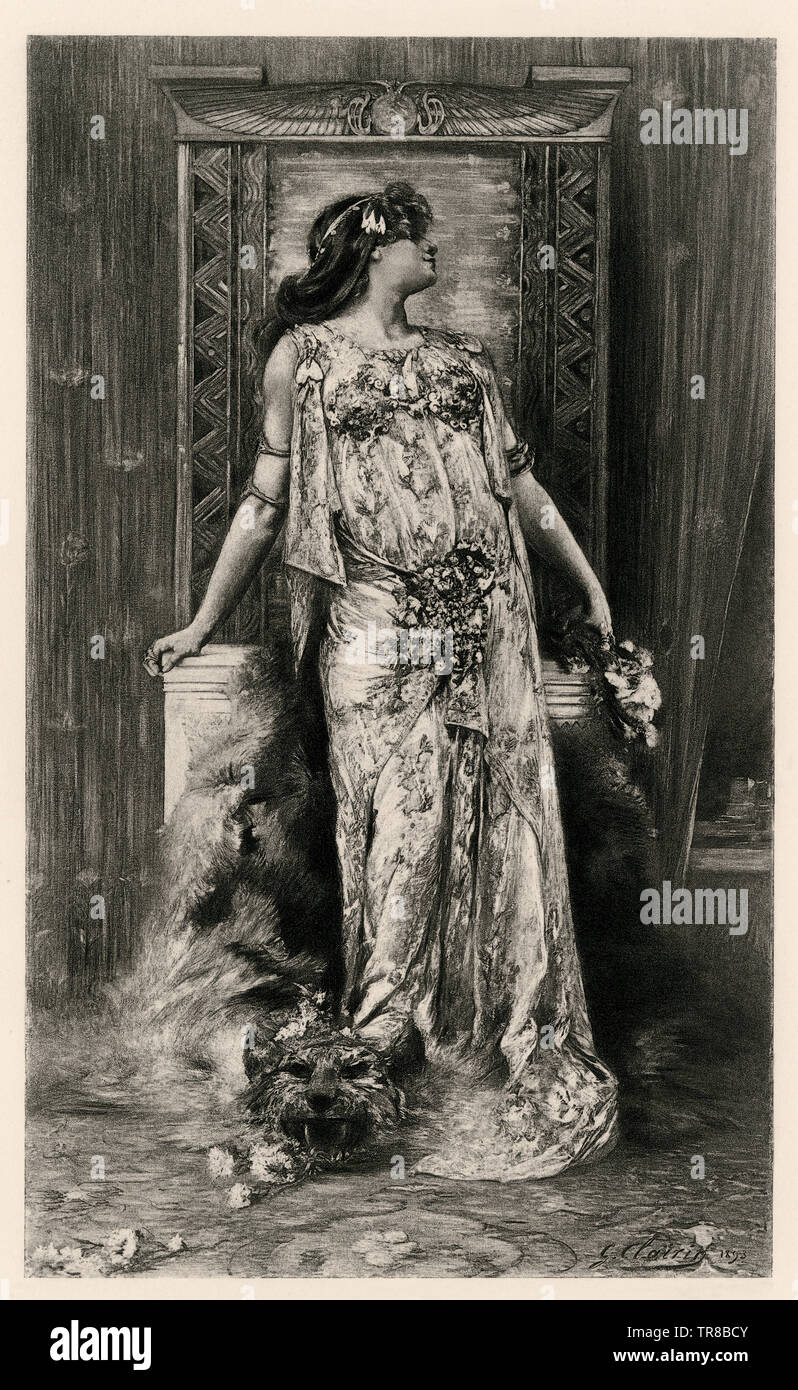 Sarah Bernhardt en el papel de Cleopatra, París, 1890. Huecograbado Foto de stock