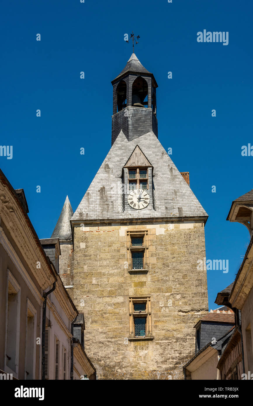 Amboise, la torre del reloj, el valle del Loira, Indre-et-Loire, Center-Val departamento de Loire, Francia, Europa Foto de stock