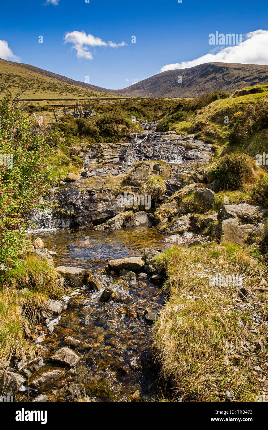 Irlanda del Norte, Co, Shimna River Valley, manantial de Slieve Meelmore Foto de stock