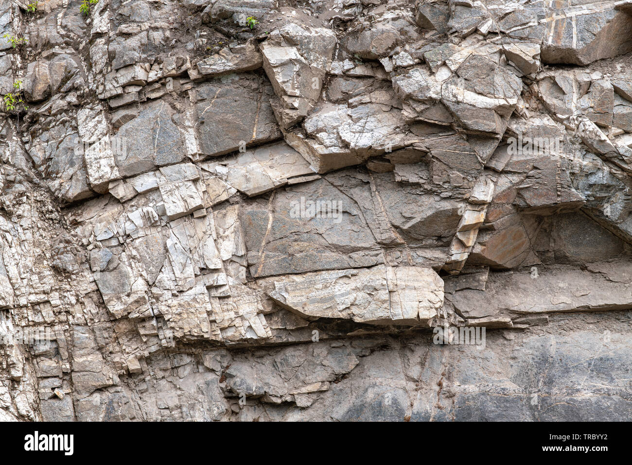 Desmenuzar rock acantilado en el valle del río Fraser, Columbia Británica, Canadá Foto de stock
