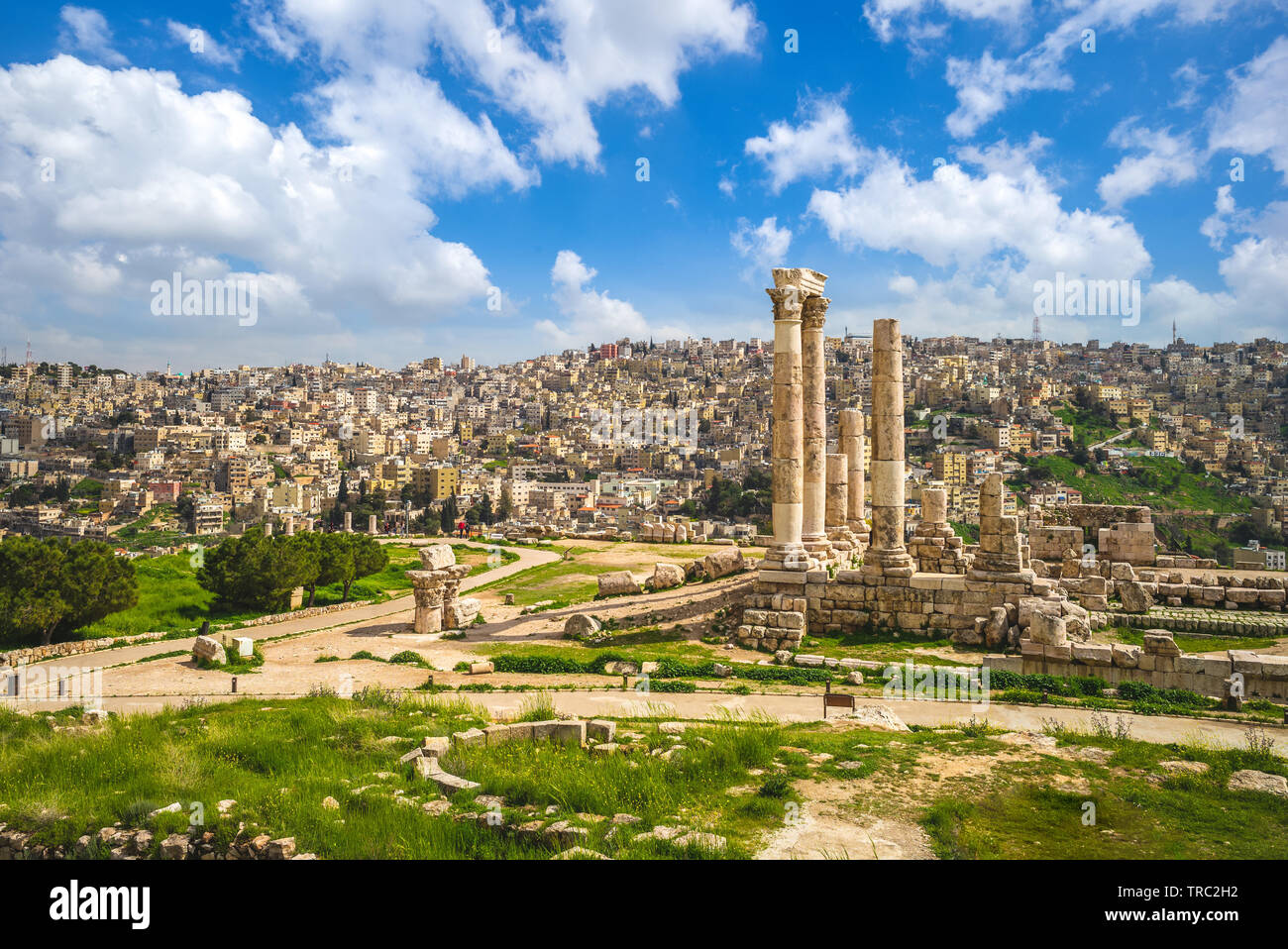 Templo de Hércules en la ciudadela de Ammán en Jordania Foto de stock