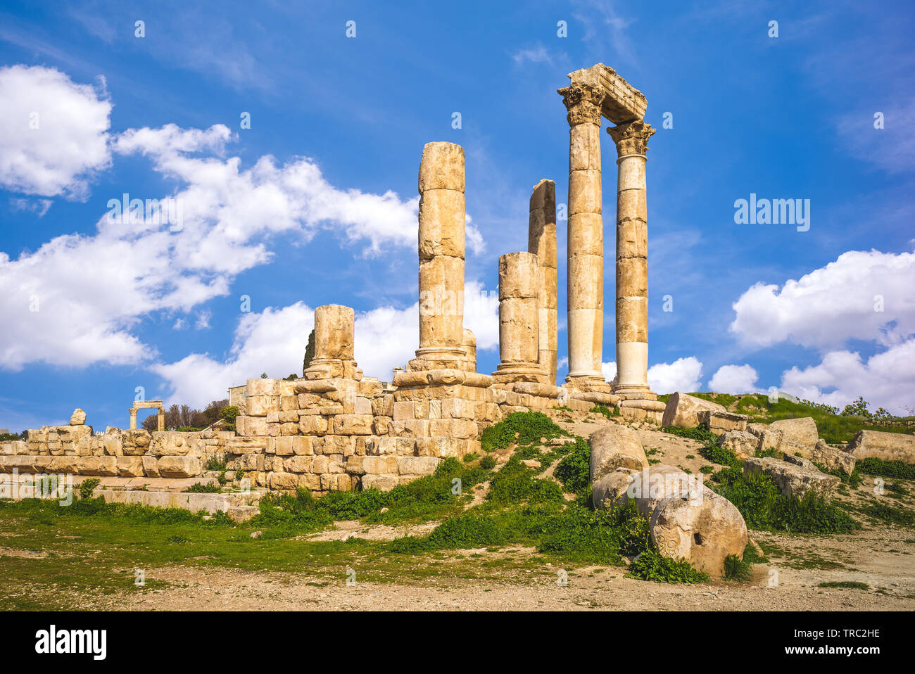 Templo de Hércules en la ciudadela de Ammán en Jordania Foto de stock