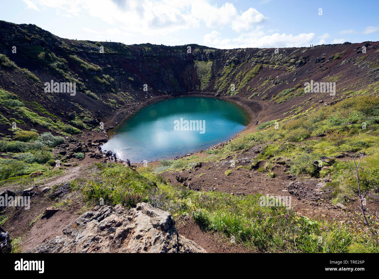 Lago volcánico Kerid, Islandia Foto de stock
