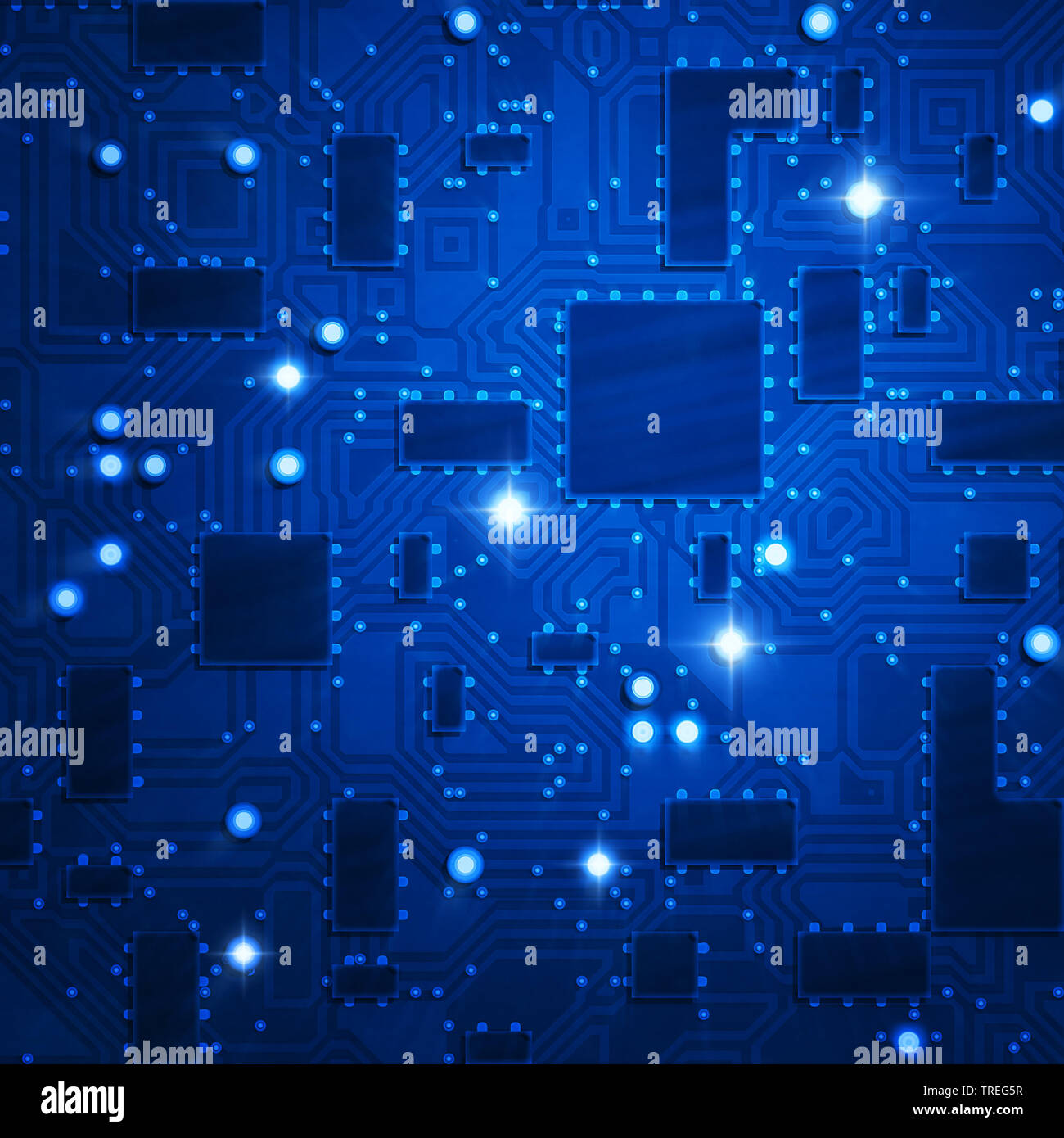 Computación gráfica 3D de color azul, placa de circuito computeer  Fotografía de stock - Alamy
