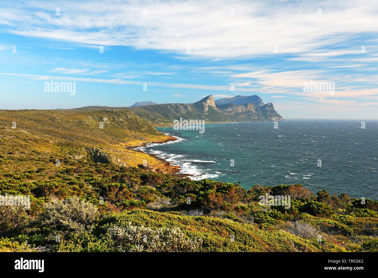 Cabo de Buena Esperanza, ver hacia el norte en la costa oriental, Sudáfrica Foto de stock
