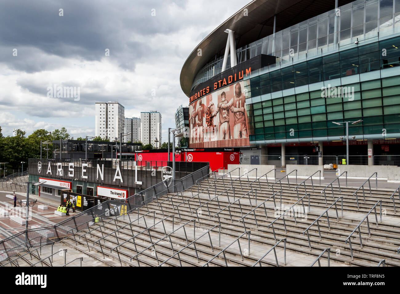 El Emirates Stadium, hogar del club de fútbol del Arsenal, Islington, Londres, Reino Unido, 2019 Foto de stock