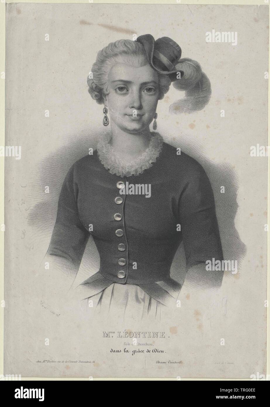 Carbene, Leontine Carine, actriz francesa, de 1832 en el "Folies Dramatiques', Additional-Rights-Clearance-Info-Not-Available Foto de stock