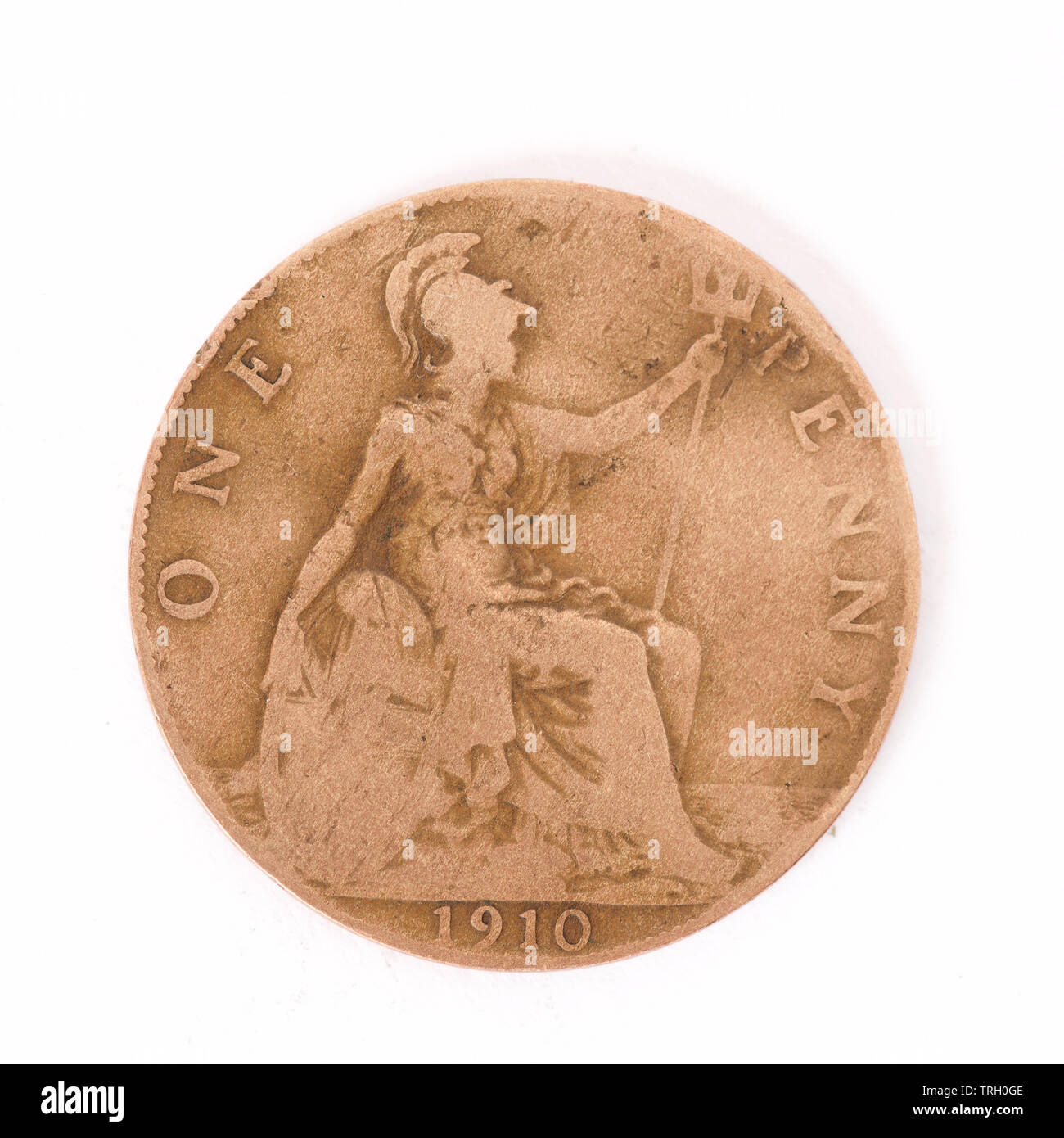 1 centavo británico Edward VII - Coin - 1910 Foto de stock