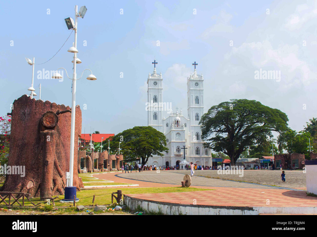 Vallarpadam, Ernakulam, Kerala, India - Abril 4,2016: Santuario Nacional Basílica de Nuestra Señora de La Merced Foto de stock