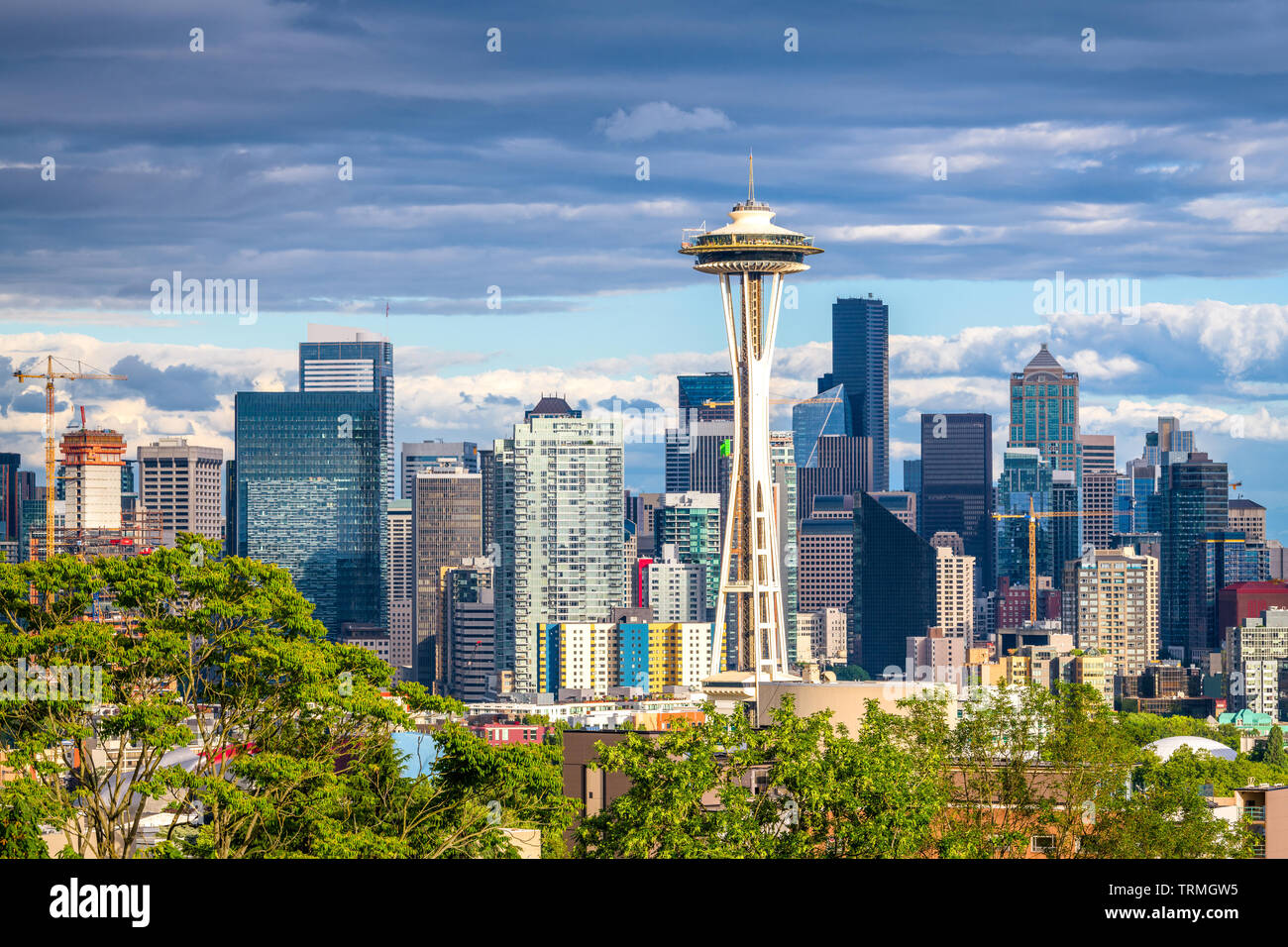 Seattle, Washington, EE.UU. Perfil del centro de la ciudad. Foto de stock