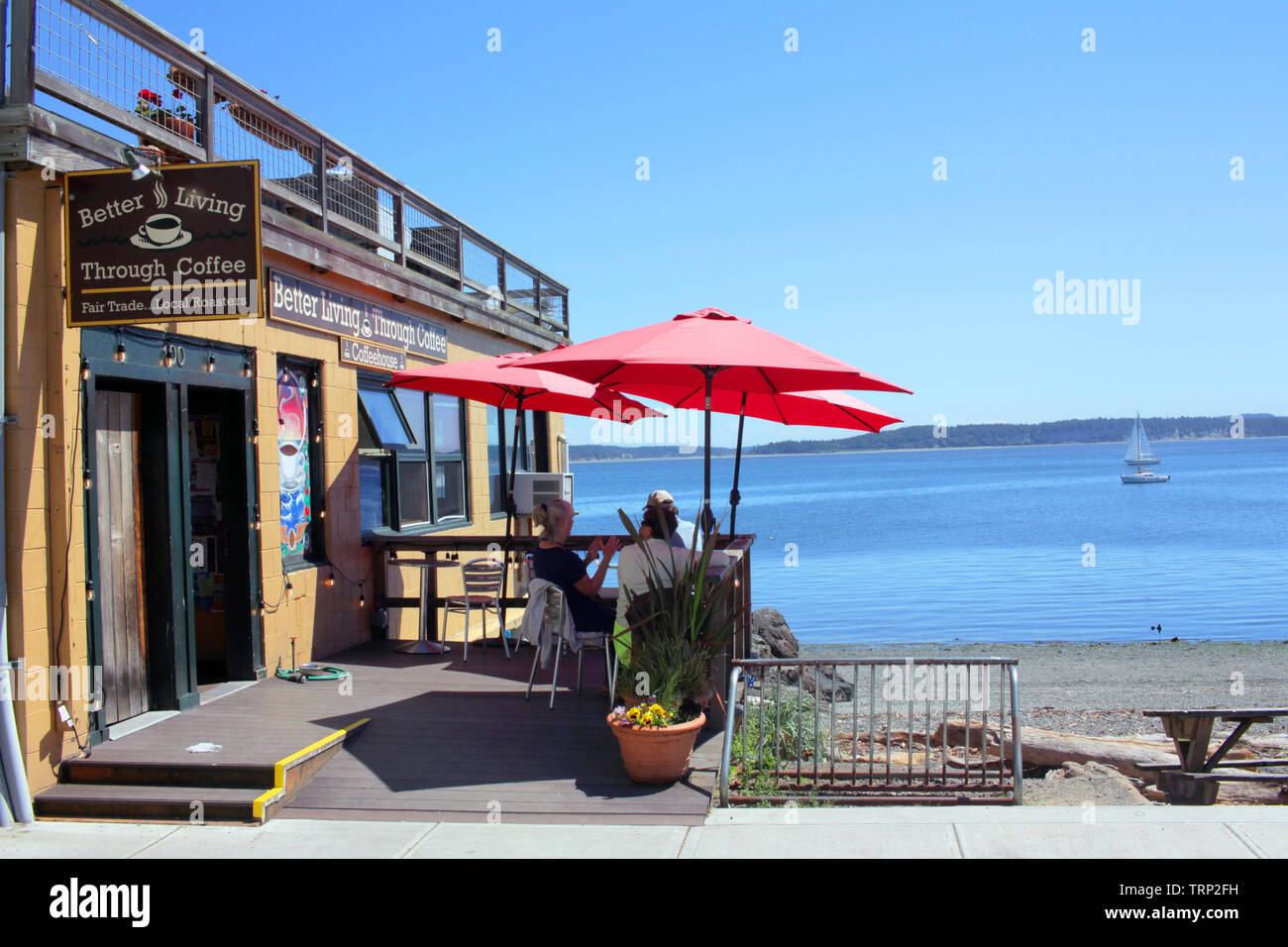 Una mejor calidad de vida a través del Café, Port Townsend, Estado de Washington, EE.UU. Foto de stock