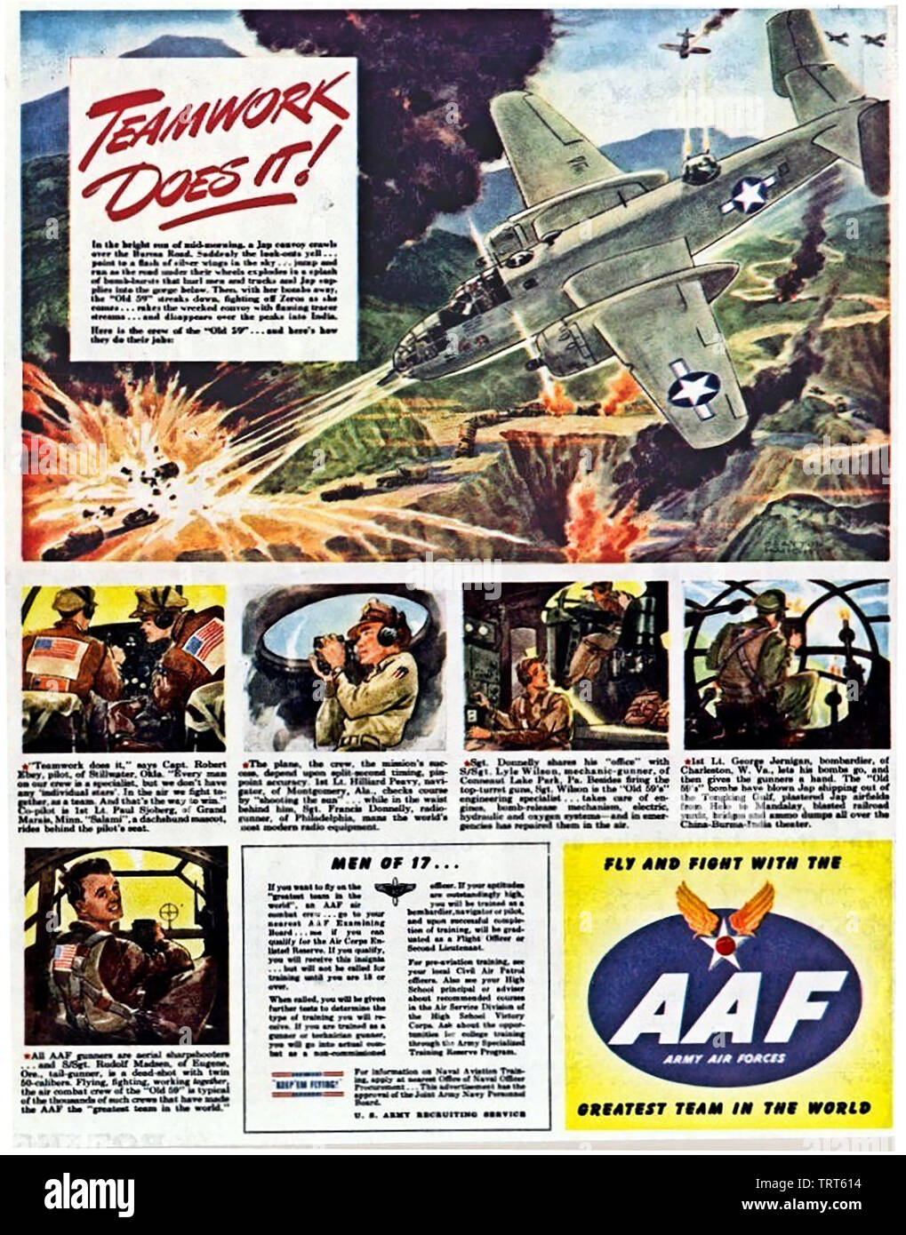 Afiche de reclutamiento de fuerza aérea americana sobre 1944 Foto de stock