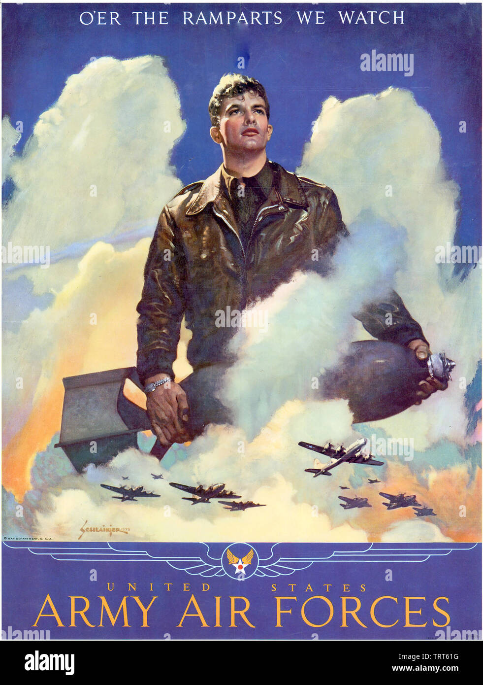 Afiche de reclutamiento de fuerza aérea americana sobre 1944 Foto de stock