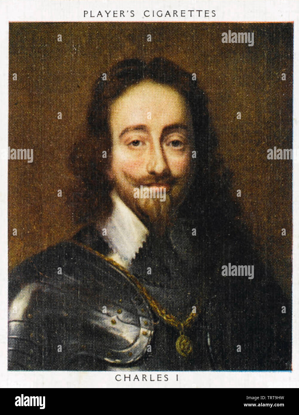 Carlos I de Inglaterra (1600-1649) en una tarjeta de cigarrillos 1930 Foto de stock