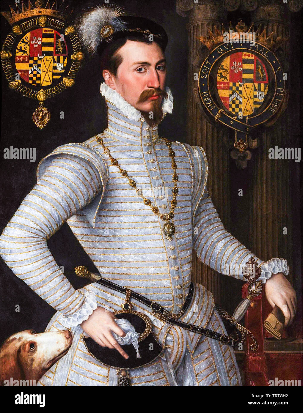 Robert Dudley, primer Conde de Leicester, 1532-1588, retrato, circa 1564 Foto de stock