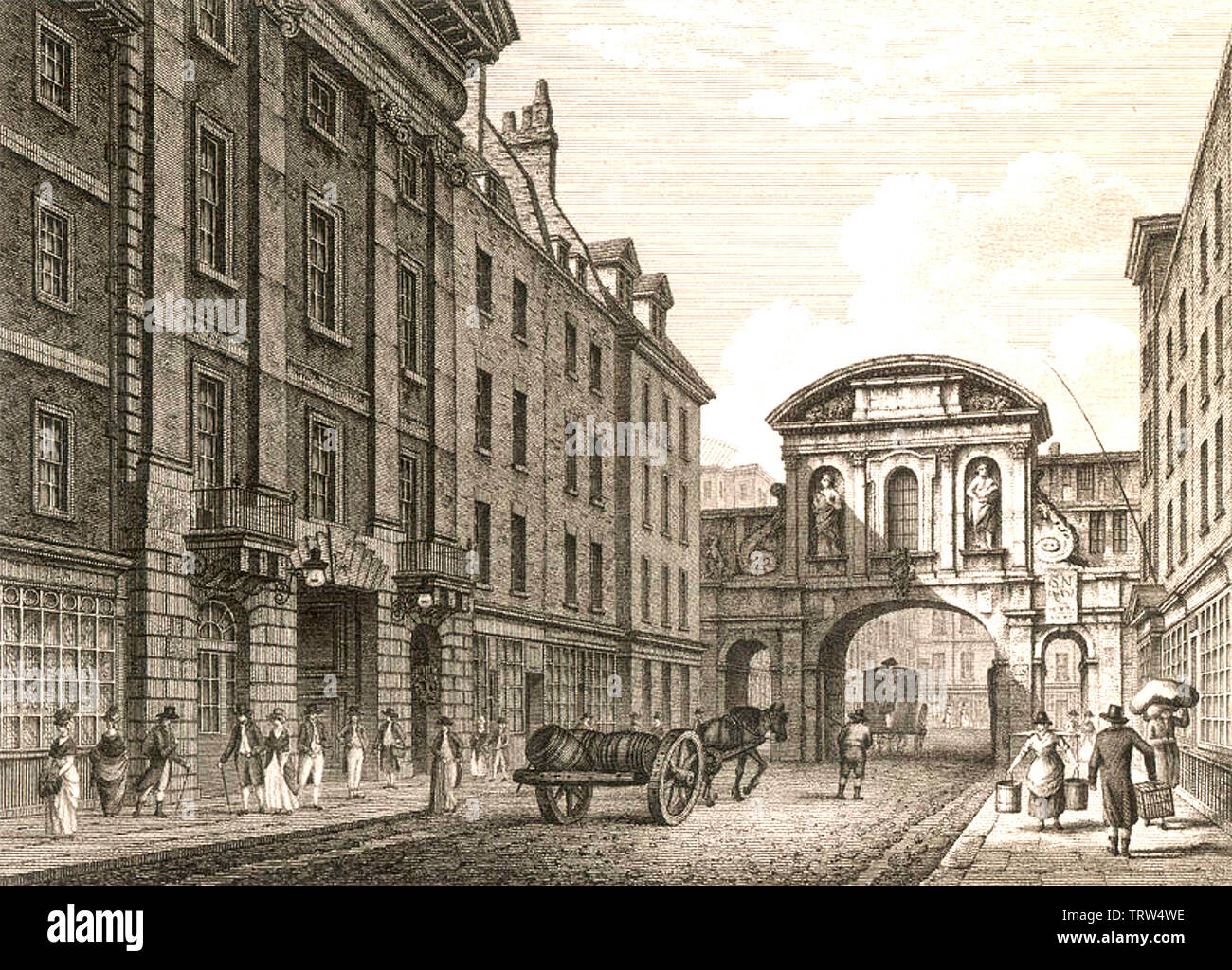 TEMPLE BAR en London's Strand en 1800 Foto de stock