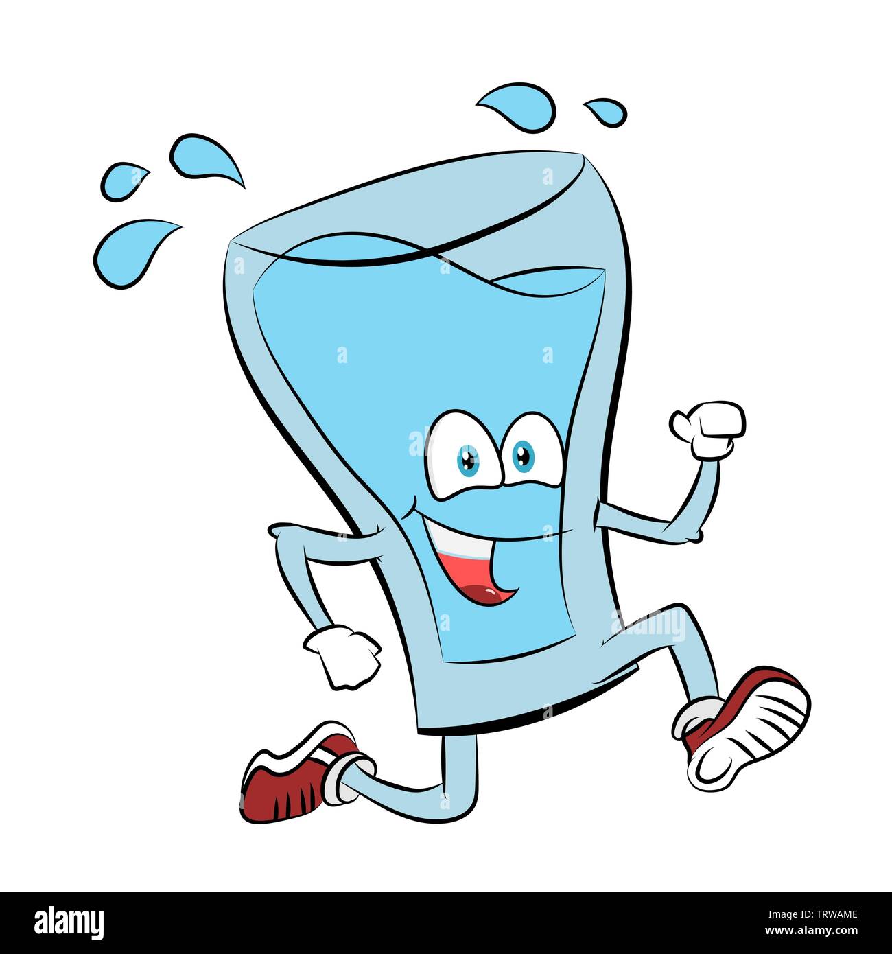 Ilustración de dibujos animados de la ejecución de un vaso de agua,  ilustración vectorial Imagen Vector de stock - Alamy