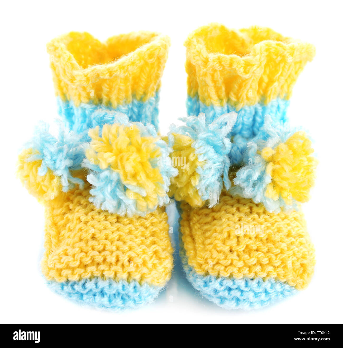 Crochet botines para beb aislado en blanco Fotograf a de stock