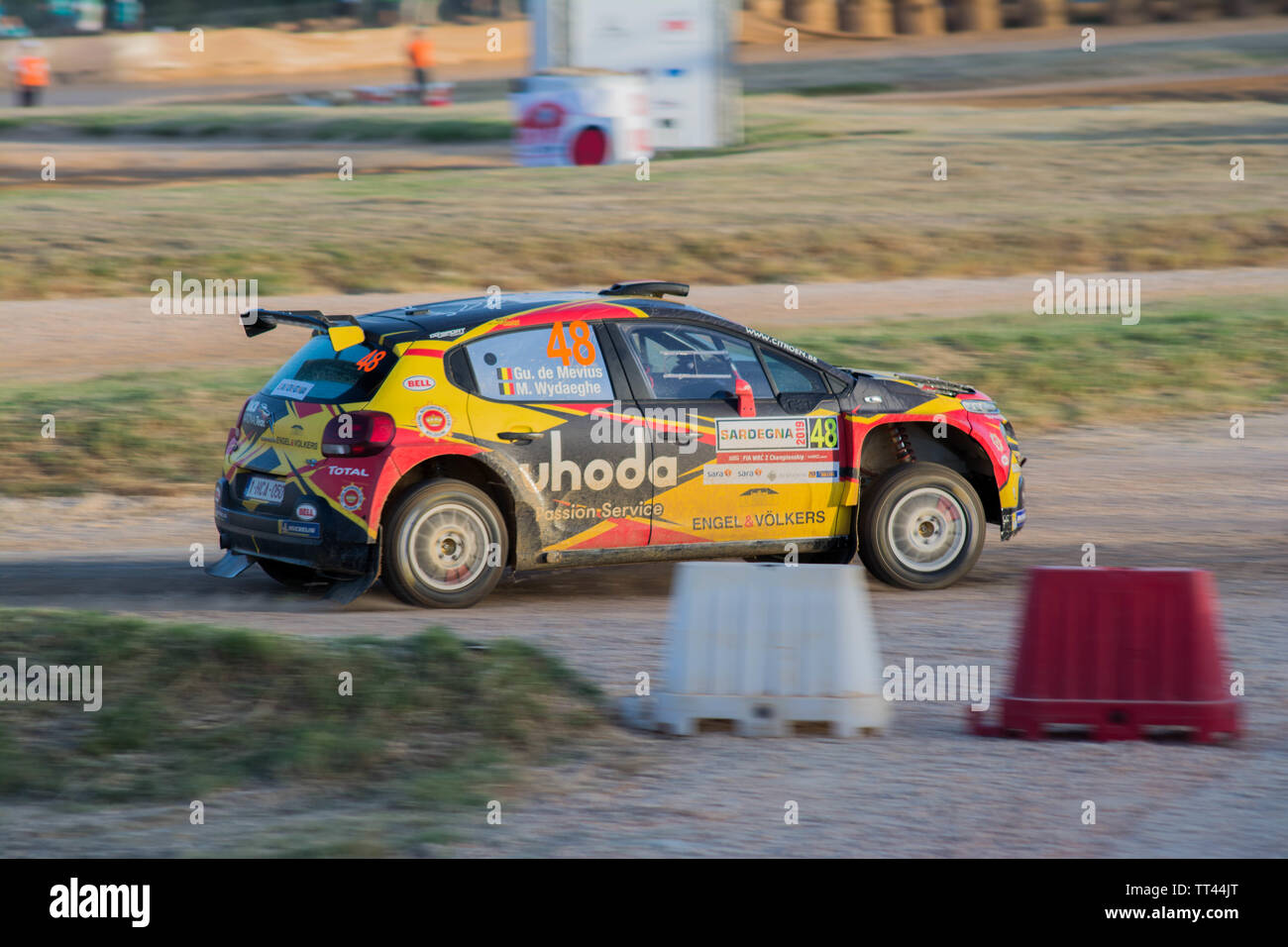 WRC Rally de Italia Cerdeña 2019, Guillaume de Mevius SS01 Foto de stock